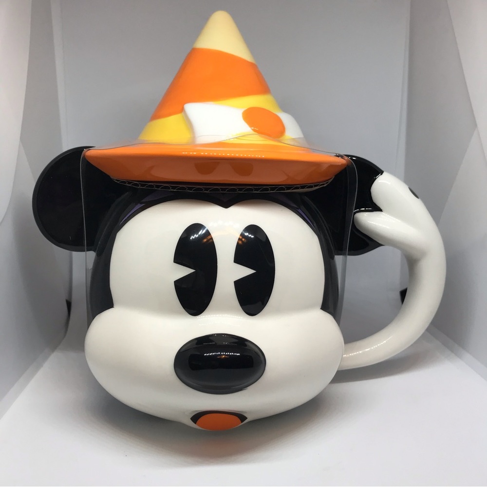 Disney Minnie Mouse Halloween Witch Ghost Mug Candy Corn Hat Lid Disneyland